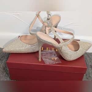 Gold Glitter Heels by Cole Haan